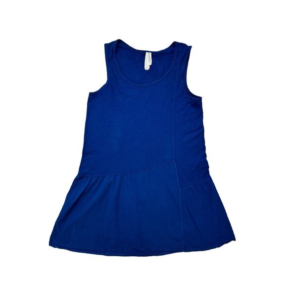 AMADI Anthropologie Royal Blue Cotton Sleeveless Asymmetric Dress Size Large - Picture 4 of 9